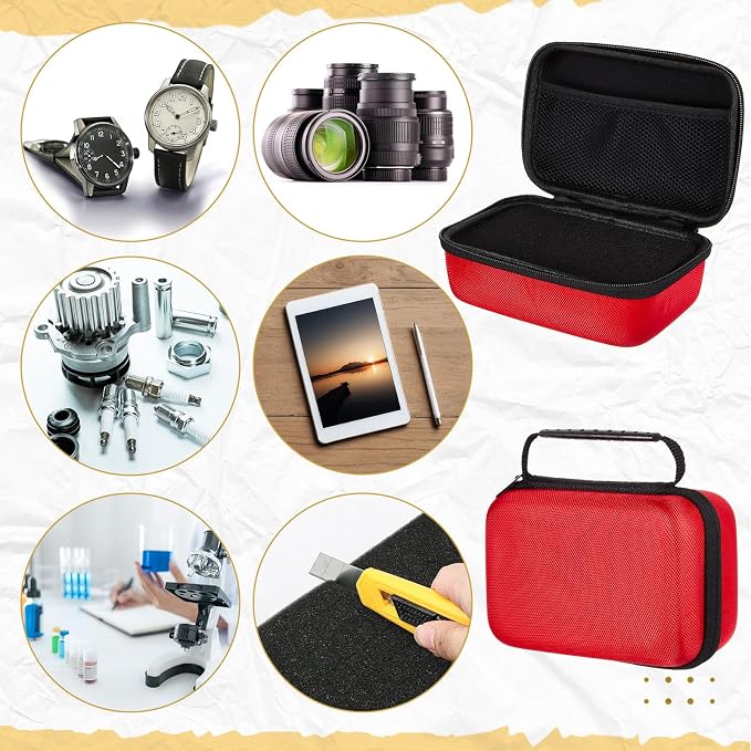 Relaxweex Hard Case with Foam, 7.8 X 6.3 X 3.5 Inch, Red | EVA Waterproof Shockproof Case, Customizable Foam for Camera Electronics Instruments, Digital Products, with Knife - Image 7