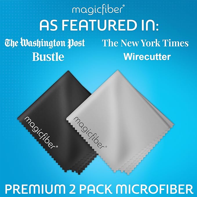 MagicFiber Microfiber Cleaning Cloth, Glasses Cleaner, Eyeglass Wipes, 2pk | Clean Eye Glasses, Lenses, Screens, Cameras, Sunglasses, Watches, Electronics, & More - Image 3