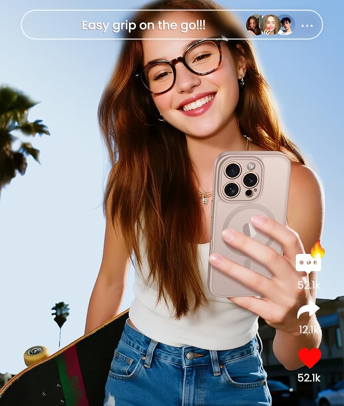 FNTCASE for iPhone 16 Pro Max Case, Fit for Magsafe, Glass Screen Protector | Full Camera Protection, Translucent Matte, 14FT Military Grade Drop Proof, Shockproof Protective Phone Cover, Desert Gold - Image 8