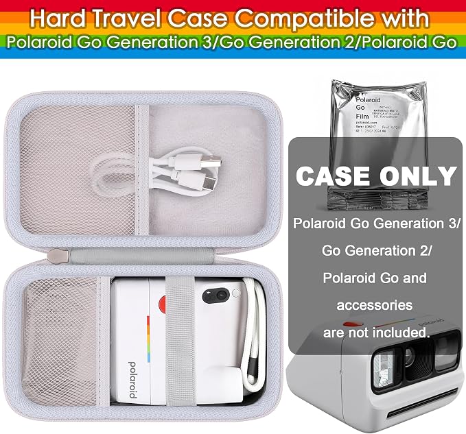 khanka Travel Case for Polaroid Go Generation 3 (6660/9191) Mini Instant Camera/Polaroid Go Generation 2 (6282),Case Only（Grey） - Image 3