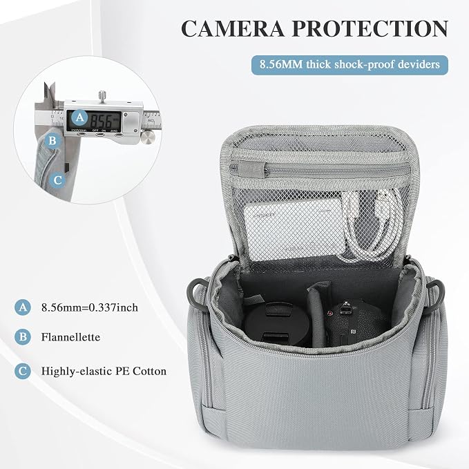 G-raphy Camera Bag Case DSLR SLR Crossbody Sling Photography Bags for Nikon Canon Sony DSLR SLR Mirrorless with Removal Straps(Parma Grey) - Image 5