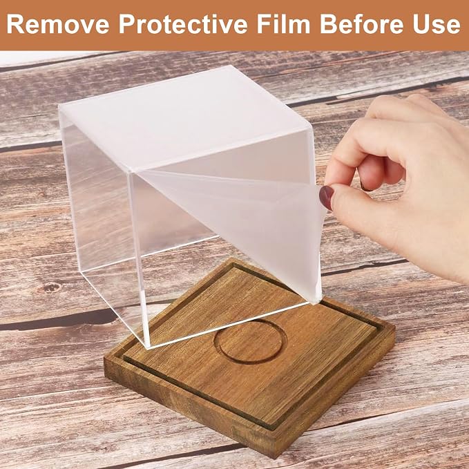 2 Pack Clear Acrylic Softball Display Case with Wood Base, Memorabilia Stand Cube Holder, Dust Protection Transparent Storage Box for Single Ball Souvenir Softball Collections - Image 6