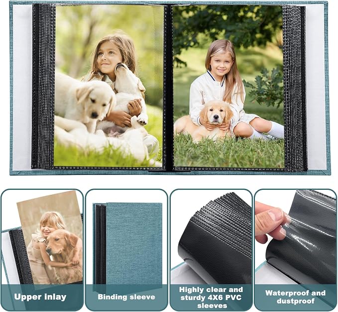Photo Album 4x6 100 Pockets for Wedding Gifts,Linen Hardcover Picture Albums for Family Anniversary Baby Vacation Pictures - Image 6