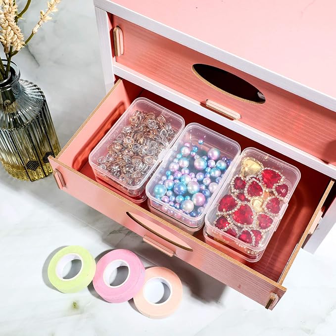 SATINIOR 12 PacK Clear Plastic Beads Storage Containers Box with Hinged Lid for Beads and More (1.7x1.7x0.79 Inch) - Image 7