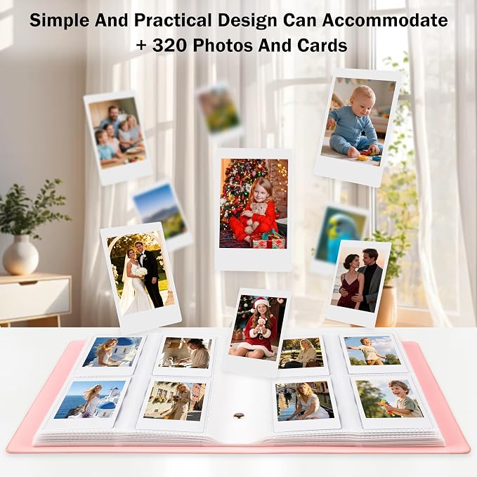 320 Pockets 2x3 Inch Photo Album for Polaroid & Instax Mini Pictures, Pink | PU Leather Cover, Gift Box Packaging, Acid-Free Pages, With Snap Closure, Securely Hold all Your Precious Instant Snapshots - Image 7
