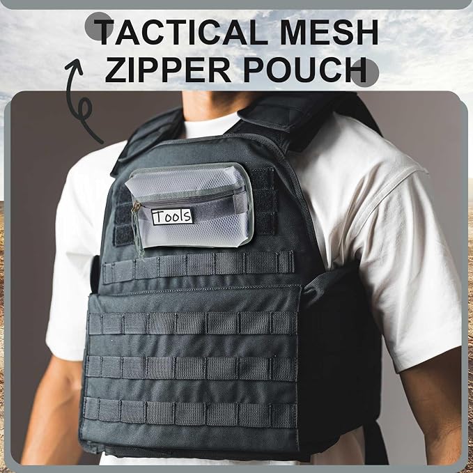 Aliceset 2 Pcs Tactical Pouch Admin Pouch Tactical Bag Insert Panel Organizer with Writable Patches, Molle Panel Accessories Utility Storage Pocket Accessories (Gray,Classic Style) - Image 4