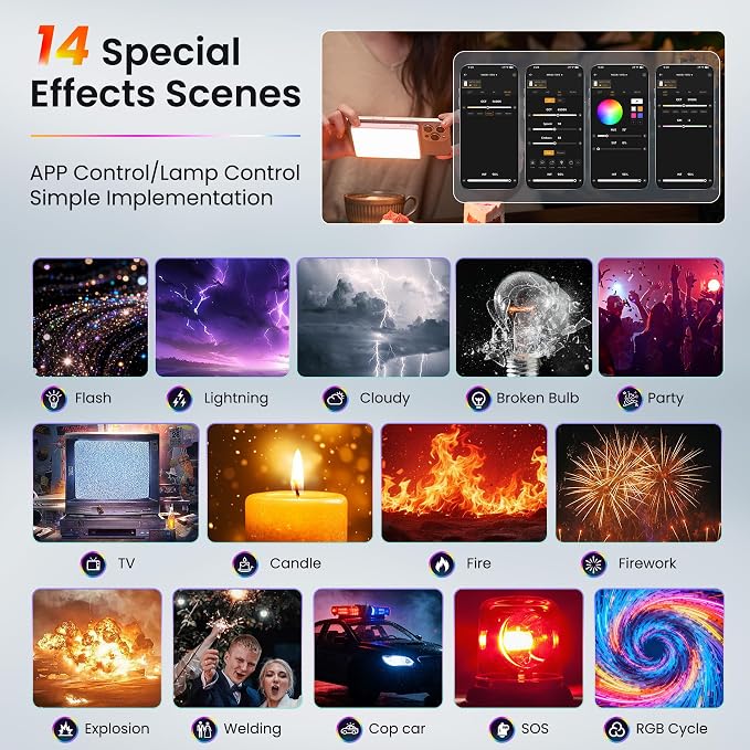 Selfie Phone Light with Magnetic,140 LED 1800K-10000K 4900mAh + Power Bank RGB Video Light CRI 96+ Professional Portable Lighting for Camera, TikTok, Vlog, Makeup, Zoom,Selfie - Image 6