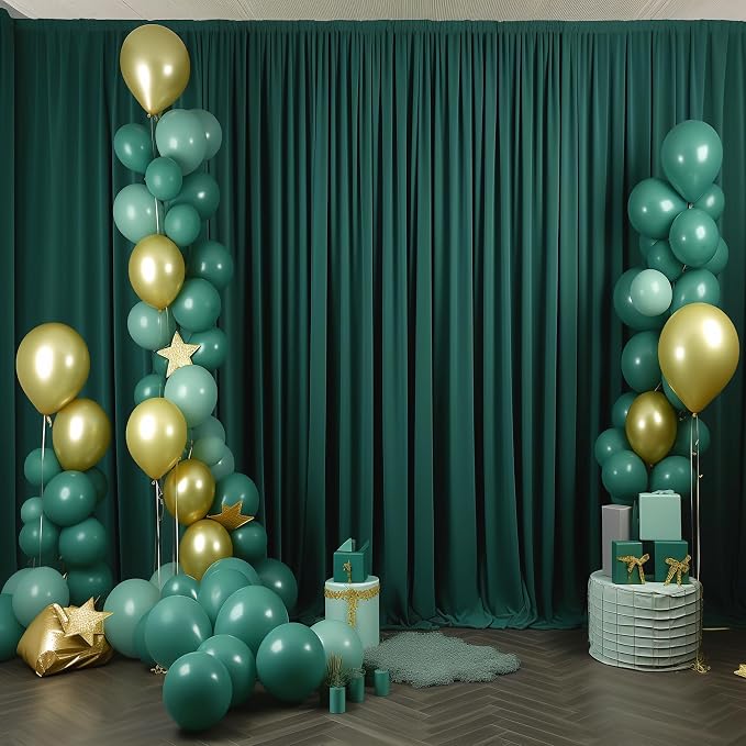 Hunter Green Backdrop Curtain-Wrinkle-Free Polyester Fabric Green Photography Curtains for Wedding Party Photo Background Decorations- 40 X10FT - Image 7