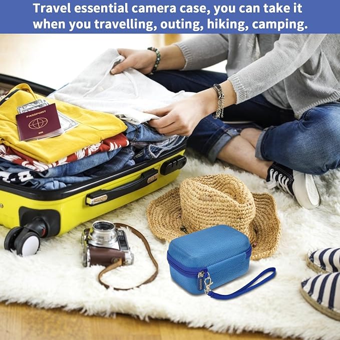 Digital Camera Case for Travelers & Vloggers, Case Only, Blue | Fit up to 5.1 x 2.9 x 1.8", Hard Shell, Mesh Pocket for SD Cards and Cable, Compact Size for Bags, Campus Trips and Daily - Image 7