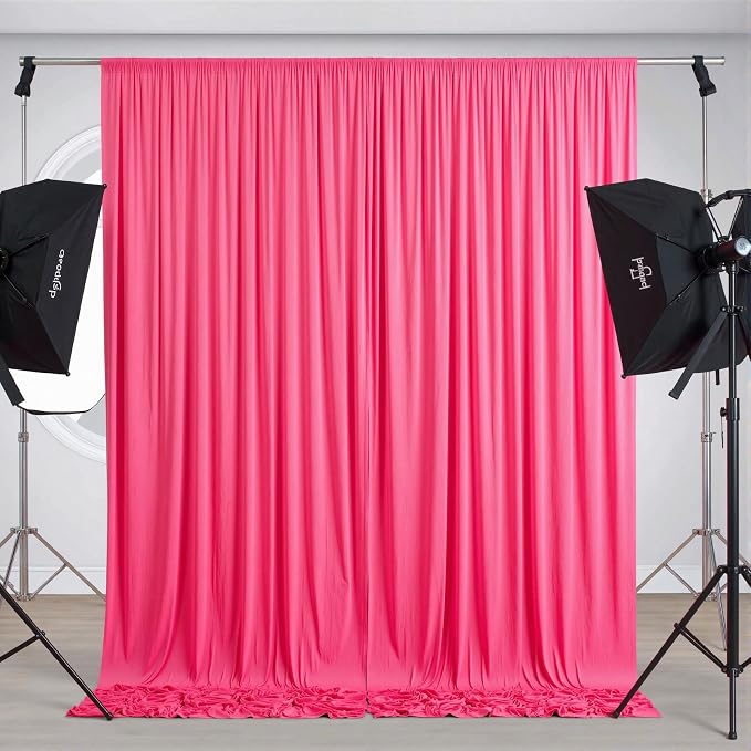 40 ft x 10 ft Wrinkle Free Fuchsia Backdrop Curtain for Parties, 8Panels Polyester Hot Pink Photo Backdrop Drapes for Wedding Birthday Party Baby Shower - Image 7