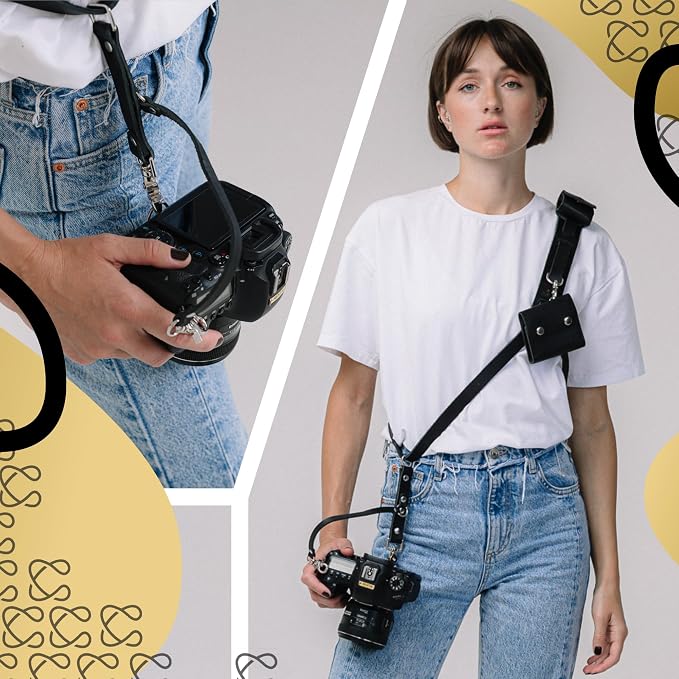 Leather Camera Strap Crossbody for DSLR, Mirrorless – Secure Dual Mount, Quick Release for Professional Photography - Image 3