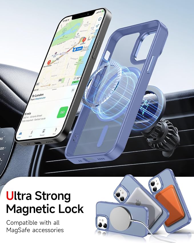 LeYi for iPhone-12 Mini Case/iPhone-13 Mini Phone Cases Blue:[ Screen Protector X2+ Camera Cover X2] Compatible with Magsafe i iphone12 12mini Slim Protective Magnetic Funda para 13mini, Light Blue - Image 2