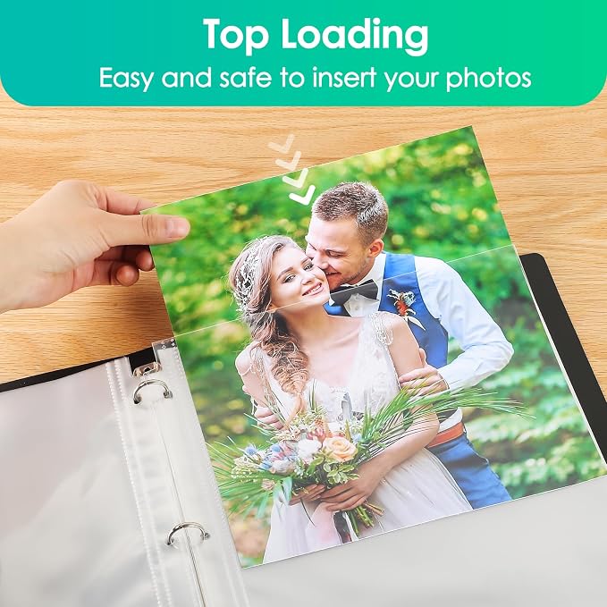 MaxGear 30 Pack 8x10 Photo Sleeves for 3 Ring Binder (60 Pictures),1 Pocket | Heavy-Duty Archival Page Protectors, Clear Photo Album Refill Pages, Plastic Binder Sleeves with Pockets, Acid-Free Inserts - Image 6