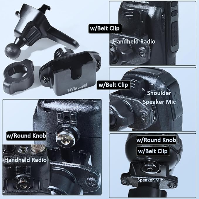 HYS CB Radio/Mic Holder for Car Air Vent, Stable Mount with Metal Hook Clip | Stable Handheld CB Radio/Remote Speaker Mic Holder-Car Vent Mobile Amateur Radio W/Belt Clip&Universal Round Knob Base Mount - Image 2