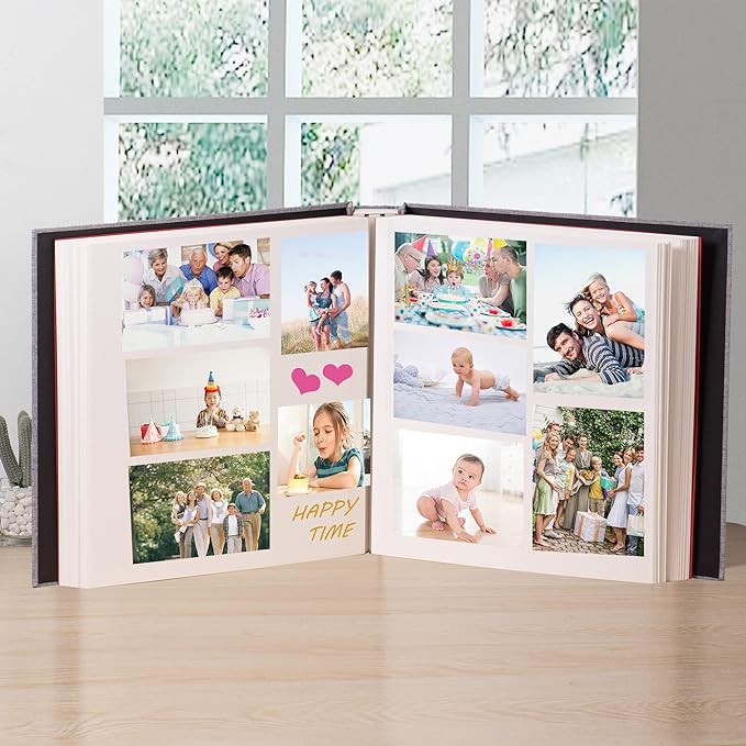 Super Large Photo Album Self Adhesive Scrapbook Album for 8×10 10×12 and Bigger Pictures DIY Magnetic Linen Cover Album 80 Sheets/160 Pages for Birthday Women Mom Wedding Baby Family Gifts - Image 4