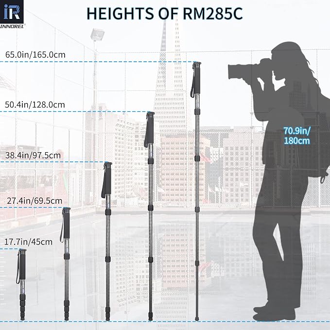 Carbon Fiber Camera Monopod INNOREL RM285C Professional Portable Compact Lightweight Travel 5-Section Monopod for Canon Nikon Sony DSLR Camera Video Camcorder DV Photography Bracket Load 22lbs/10kg - Image 5
