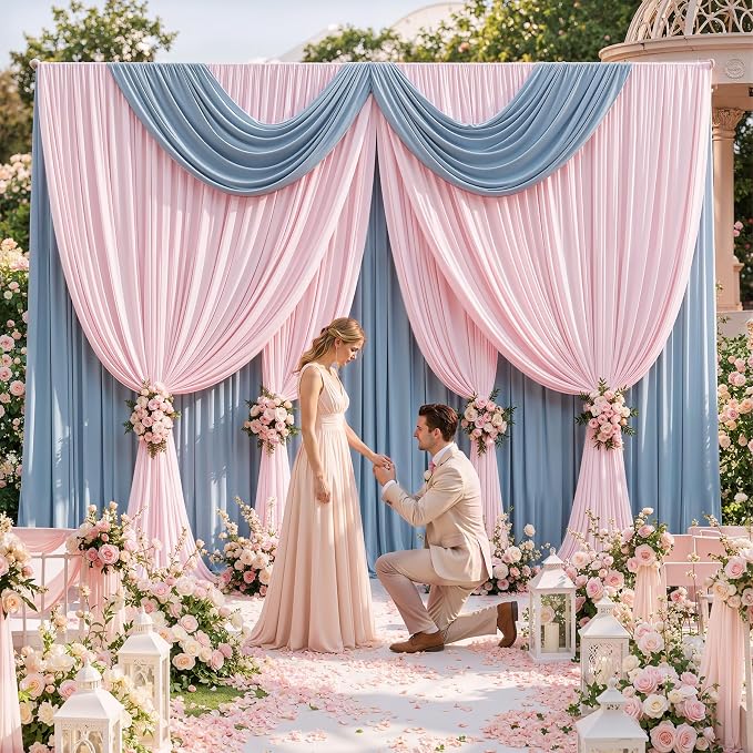 50x12 ft Light Pink Backdrop Curtains for Weddings, Birthdays and Photos | 10 Panels 5x12 ft, Wrinkle-Free Polyester Drapes, Washable, Ironable, 4 in Rod Pocket for Baby Showers Photography Background - Image 2