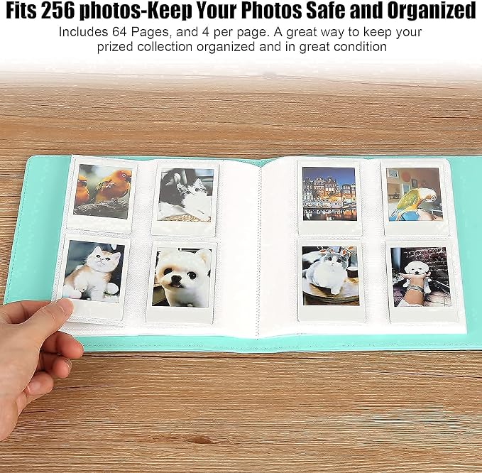 Veicevol 256-Pocket 2x3 Photo Album for Instax Mini and Polaroid, Green | PU Leather Cover Keeps, Fits Instax Mini and Polaroid 2x3 Photos, Protects Travel, Wedding and Family Memories - Image 8