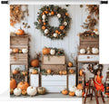 Kate Fall Backdrops White Background Autumn Party Decorations Pumpkins Thanksgiving Festival Photo Backdrop, 8x8ft by KateBackdropforPhotography