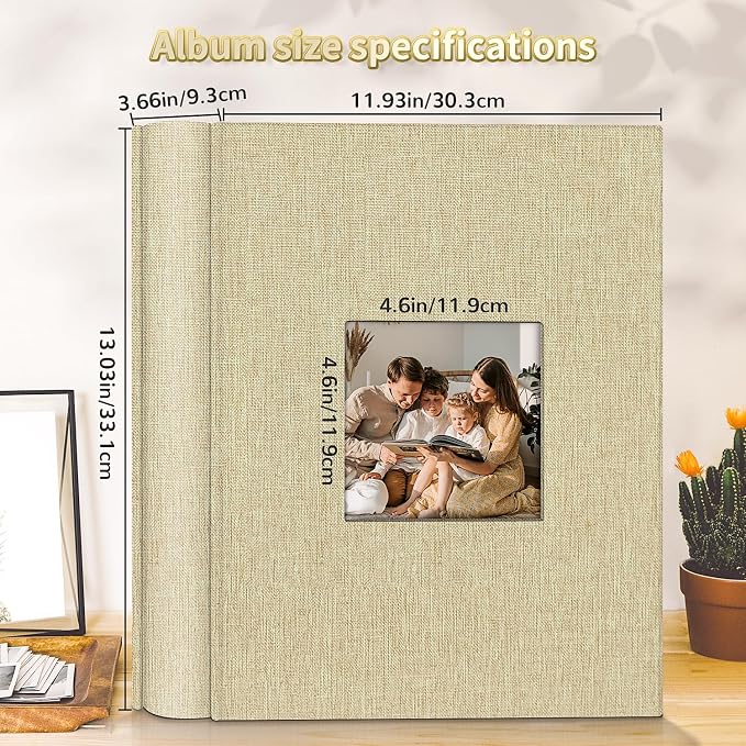 Artfeel Photo Album 4x6 with 1000 Pockets,Slip-in Picture Albums,Linen Cover Memory Book with Front Window,White Page Vertical Photo Book for Wedding,Family,Anniversare,Baby,Vacation - Image 3
