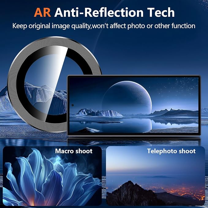 for Samsung Galaxy Z Fold 8 Ultra Camera Lens Protector, Individual Metal Ring Tempered Glass Lens Cover, [Strong Adsorption] Scratch Resistant Ultra-Thin HD Clear Lens Cover, 1 Set-Black - Image 3