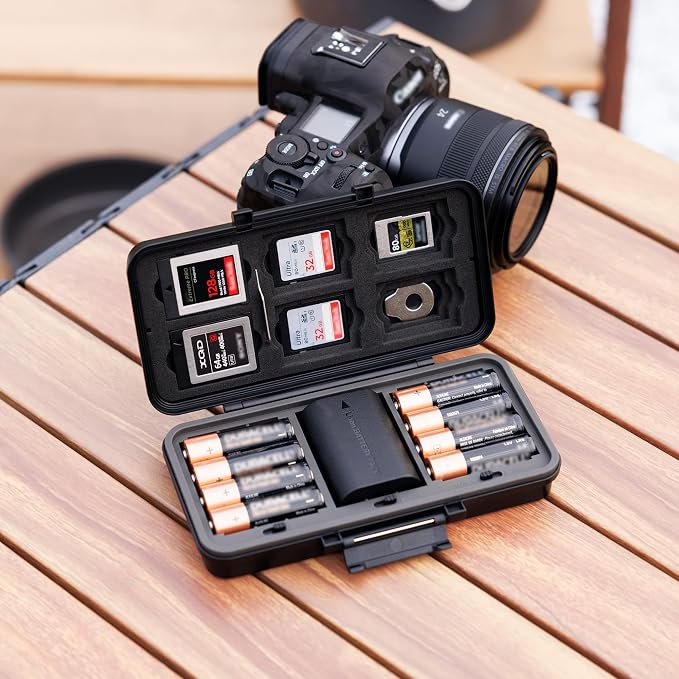 JJC Multi-Function Camera Battery Memory Card Storage Case for 6 SD Card,6 CFexpress Type-B/XQD Cards,5 CFexpress Type-A Cards,8 AA Batteries,3 Camera Batteries Holder Box for LP-E6 NP-FZ100 NPW235 - Image 7
