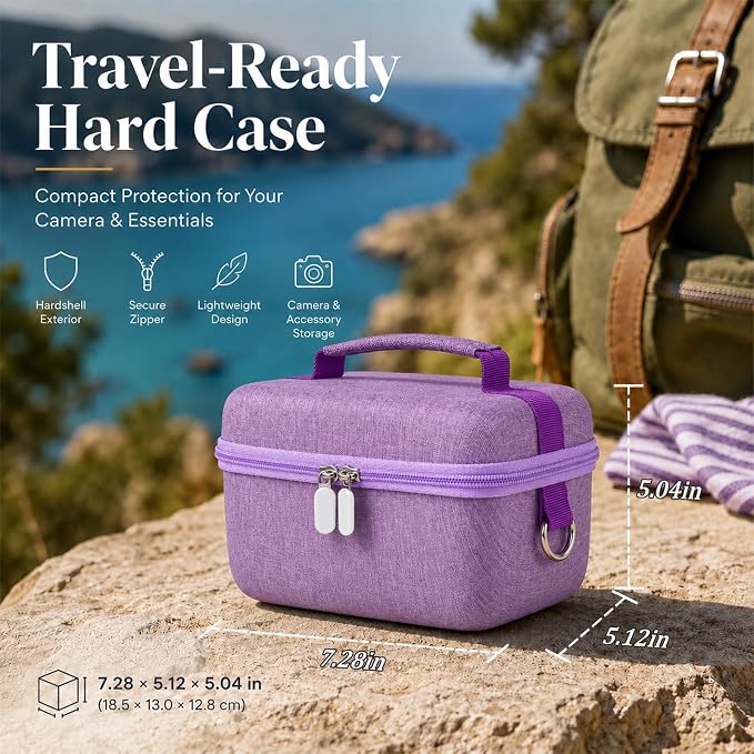Comecase Large Travel 4K Vlogging Camera Case for Duluvulu/for AUREAPIX | Outdoor Camera Storage with 2 Dividers and Mesh Pocket, for Vloggers and Content Creators, Trip Ready, Full Purple- Case Only - Image 5