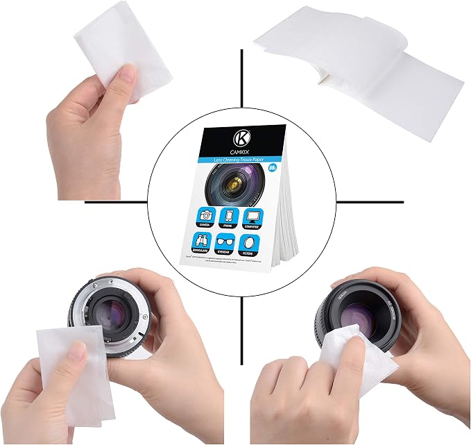 Lens Cleaning Paper Tissue 6X booklets/300 Sheets + Double Sided Cleaning Cloth - Lens Cleaning Paper for Use on Camera Lenses - Double-Sided Cleaning Cloth for Use on Electronic Screens - Image 2