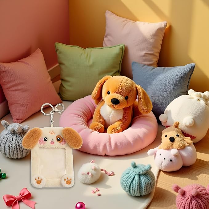 Brown Plush Card Holder Cartoon Cat Card Holder Protective Cover Photo Album Plush Photoelectric Card Idol Id Card Photo Frame and Accessories - Image 3