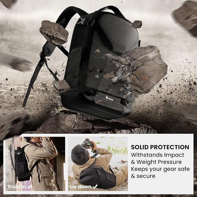TARION Hard Shell Camera Backpack Bag for Photographers Compact 13L TRH | 3-Side Hard Case, 14.5" Laptop Compartment, External Load, Waterproof Raincover, for DSLR SLR Mirrorless Camera Drone - Image 3