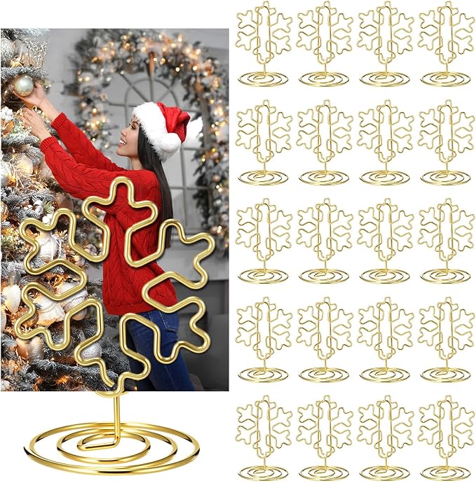 AmazingSpark 36 Pcs 2026 Graduation Gold Photo Holders for Table Centerpieces Metal Photo Holder Gold Picture Display Stands Menu Memo Clips for Graduation Party Table Decoration Supplies(Snowflake) by Unknown