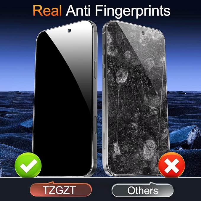TZGZT Privacy Screen Protectors for iPhone 17 Pro Max, Tempered Glass, HD | 3 Pack, 9H+ Military Grade Shatterproof, Easy Installation, Bubble Free, Case Friendly, Dynamic Island Compatible - Image 5