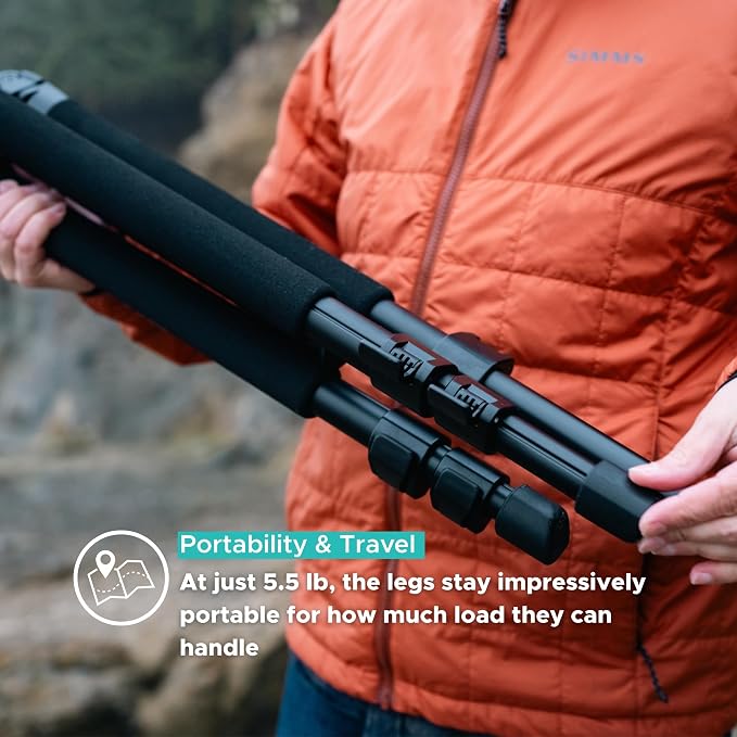 SLIK Pro 700 DX Black Tripod Legs 71" - AMT Alloy, Supports Up to 44lbs | For Telephoto Lenses, Spotting Scopes & Filmmaking Cameras - 40% Greater Weight-to-Strength - 2-Part Center Column - Image 7