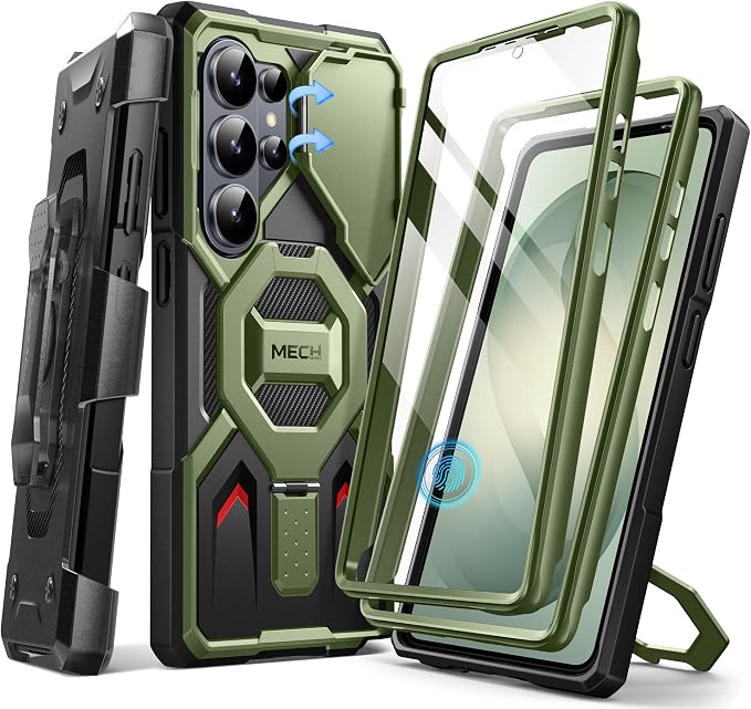TONGATE Magnetic Stand for Samsung Galaxy S26 Ultra Case, Compatible with Magsafe, [Camera Cover & 2 Front Frames][Military Drop Protection] S26 Ultra Case Built-in Screen Protector & Belt Clip, Olive by TONGATE