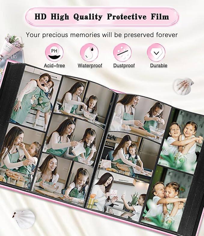 Ejblfe Photo Album 4x6,Linen Cover Slide-in Photo Album Book Can Holds 600 4x6 Photos with 60 Black Sheets for Family,Wedding,Baby and Holiday Pictures (Pink) - Image 4