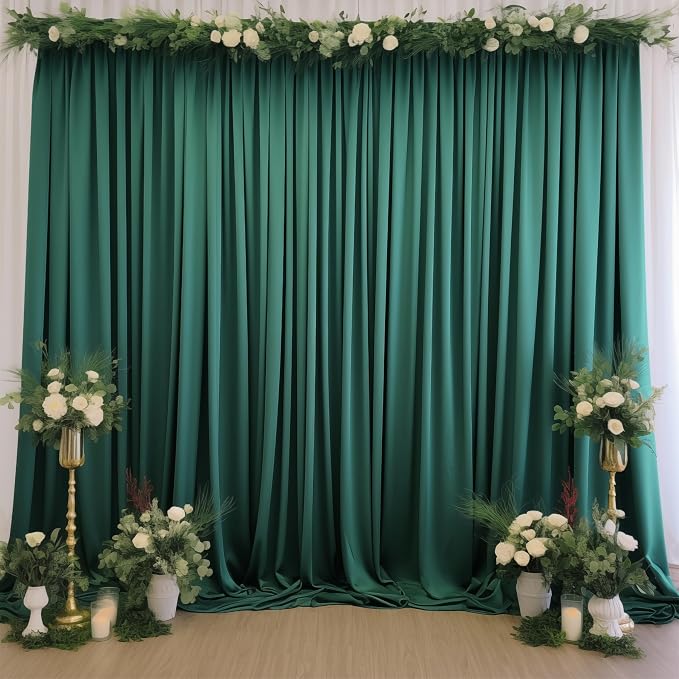 Hunter Green Backdrop Curtain-Wrinkle-Free Polyester Fabric Green Photography Curtains for Wedding Party Photo Background Decorations- 32 X10FT (Hunter Green) - Image 8