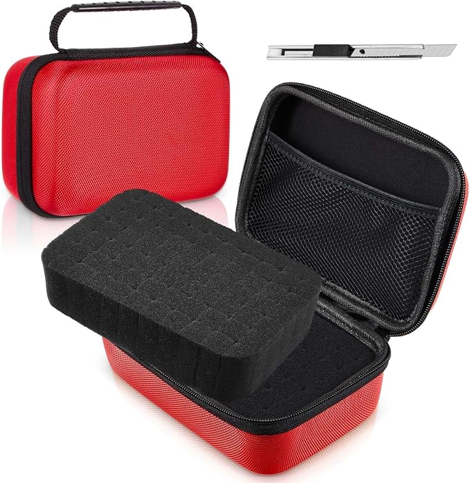 Relaxweex Hard Case with Foam, 7.8 X 6.3 X 3.5 Inch, Red | EVA Waterproof Shockproof Case, Customizable Foam for Camera Electronics Instruments, Digital Products, with Knife by Relaxweex