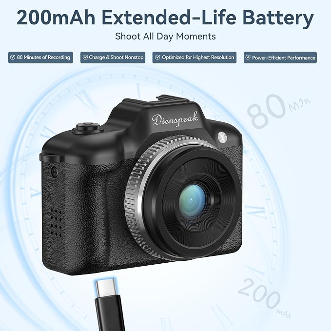 Mini Camera, 1080P HD Retro Keychain Digital Camera for Kids & Adults, Tiny Small Portable Pocket Video Recorder with 32GB Card, Vintage Camcorder for Travel Vlogging Memories, Black - Image 8
