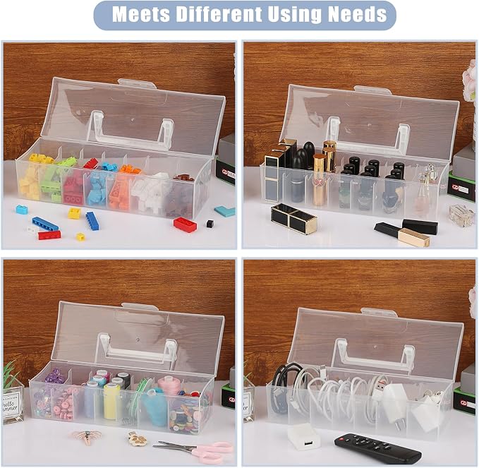 OwnMy 1PCS Plastic Trading Card Storage Box Clear Baseball Card Storage Box | Portable Baseball Card Organizer Box for Football Sports MTG TCG Cards, Clear Plastic Trading Card Storage Case with Dividers - Image 6