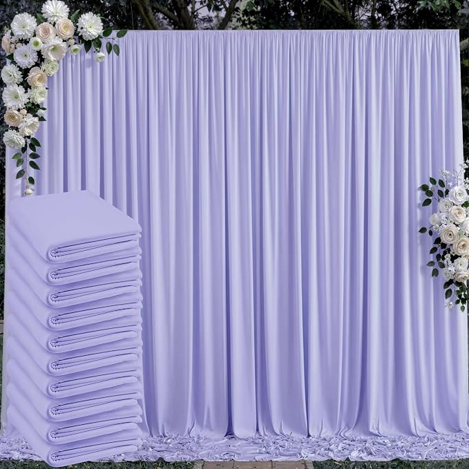 50 ft x 10 ft Wrinkle Free Lavender Backdrop Curtain for Parties, Polyester Light Purple Photo Backdrop Drapes 10 Panels 5x10ft for Baby Shower Photoshoot Wedding Birthday Party Photography Curtains by Outpain