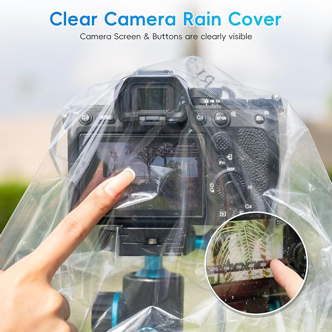 2Pack Camera Rain Cover Clear Waterproof Sleeve for Camera w Lens up to 11" | PE Material,See-Through,Raincoat for A7RVI A7R V A7 IV A7S III II A6700 A6600 Z8 Z5 Z50 Z30 Z7 Z6 II D7500 D3500 EOS R6V - Image 4