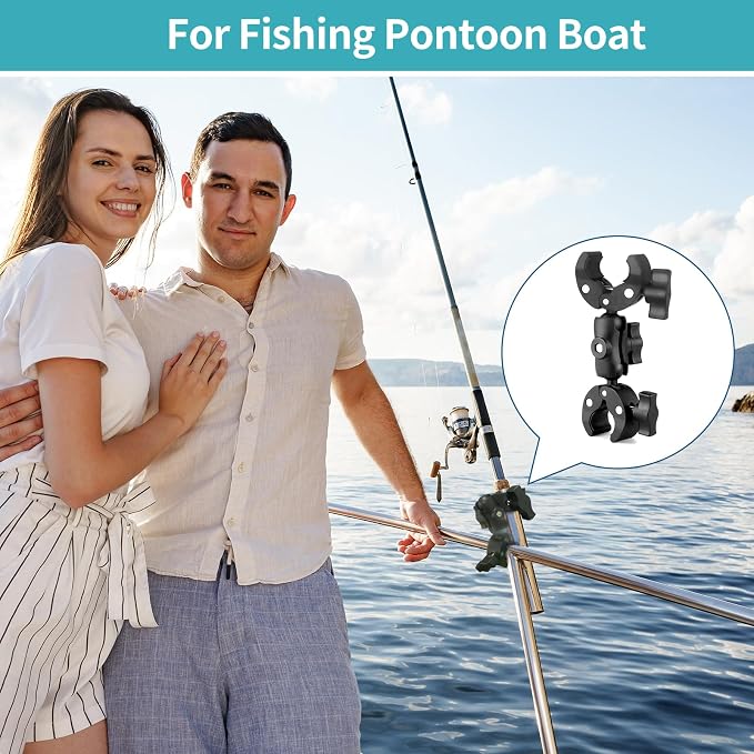 Double Clamp Mount Umbrella Chair Clamp with 360° Magic Arm, Umbrella Holder Clip for Chair Wheelchair Stroller Light Stand, Photography Reflector, Motorcycle, Live Scope Pole, Photo Boom Stand - Image 9