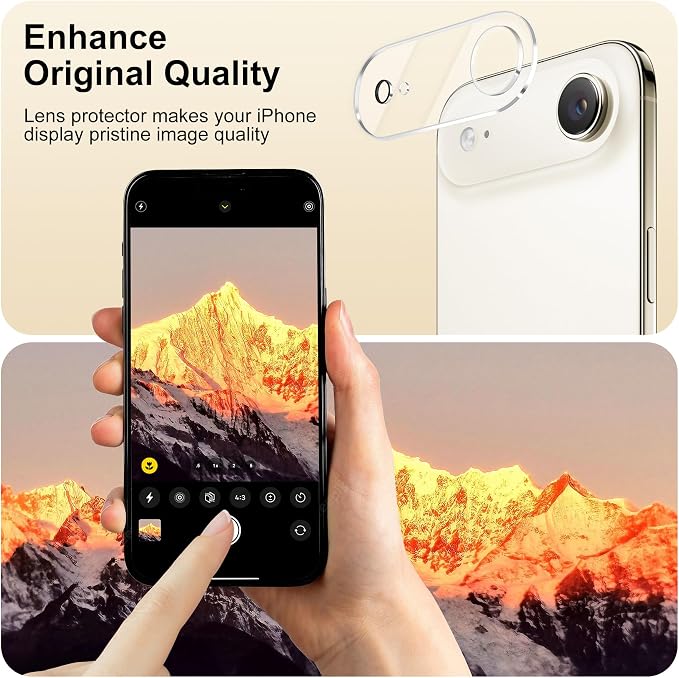 Camera Lens Protector (2 Pack) Compatible with iPhone Air 6.5" Camera Lens Cover Protection, 9H Tempered Glass, HD Clear Anti-scratch Case Friendly, Smudge-Resistant [Night Shots] - Image 5