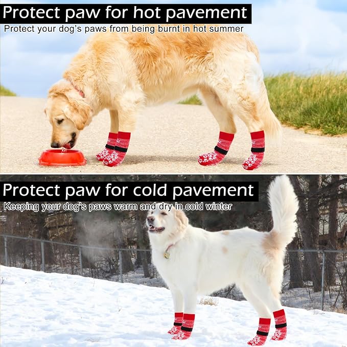 EXPAWLORER Anti Slip Dog Socks to Prevent Licking Paws, Dog Shoes for Hot Pavement, Dog Booties for Small Medium Large Senior Dogs, Traction Control Dog Boots & Paw Protectors for Hardwood Floors-Red - Image 6