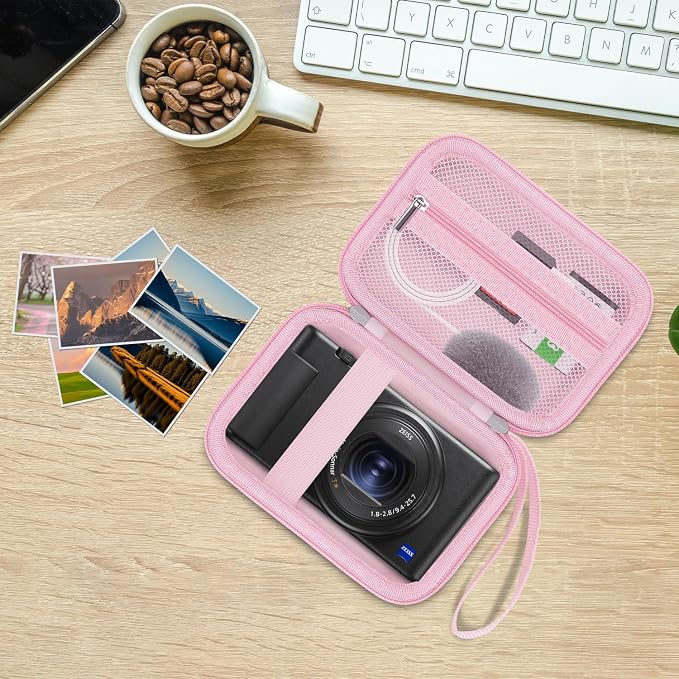 Hard Camera Case for Sony ZV-1/ ZV-1F/ ZV-1 II Digital Vlog Camera, Pink | Protective Carrying Bag, Shockproof EVA Shell, Accessory Storage Zip Pocket, Compact Portable, Travel & Photography Use - Image 9