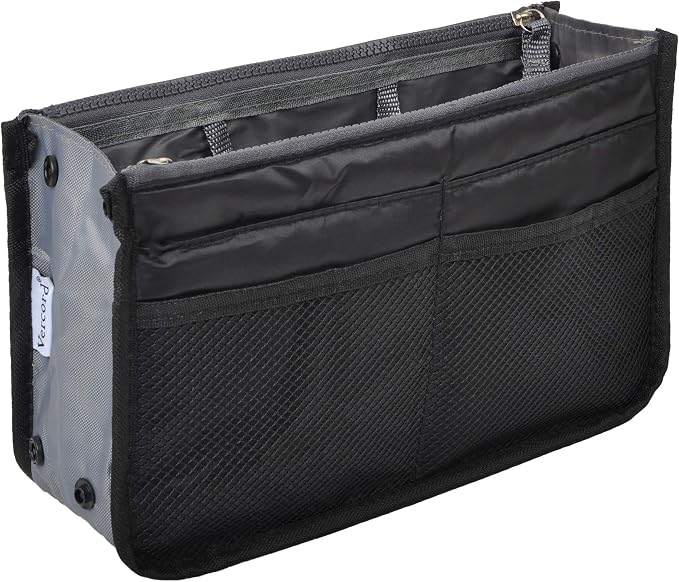 Vercord Purse Organizer Insert for Handbags Bag Organizers Inside Tote Pocketbook Women Nurse Nylon 13 Pockets Black Large by Vercord