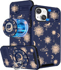 Buleens for iPhone 14 Plus Case 6.7 Inch - with Ring Stand & Camera Cover Aesthetic Cute Designed for Women Girls Sun Moon Stars for iPhone 14 Plus Phone Case Compatible with Magsafe by Buleens