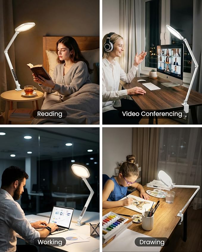 Video Conference Lighting for Computer, Zoom, Video Recording,White | 15W Desk Ring Light with C- Clamp, Swing Arm, Remote, Memory & Timer CRI 97.8, Video Lighting for Webcam,Streaming, Podcast - Image 8