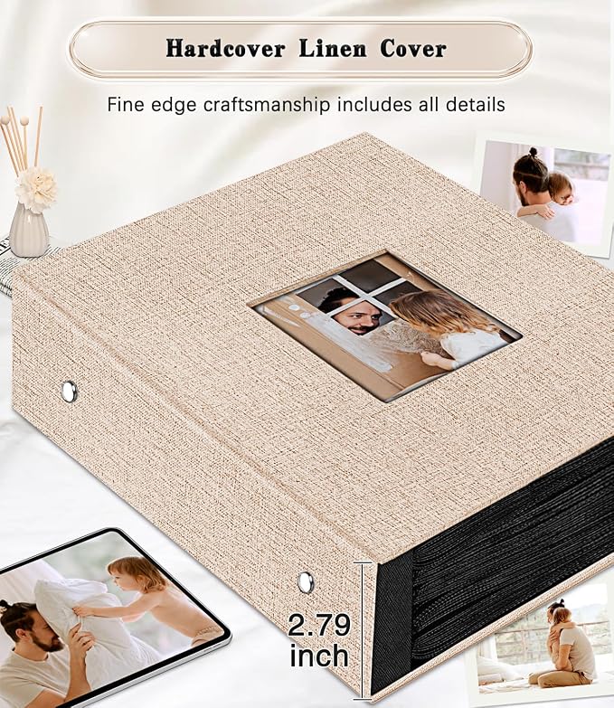 Ejblfe Photo Album 4x6,Linen Cover Slide-in Photo Album Book Can Holds 1000 4x6 Photos with 100 Black Sheets for Family,Wedding,Baby and Holiday Pictures (Beige) - Image 5