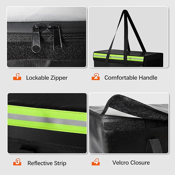 Large Fireproof Document Bag for Home Safe Storage, 24 x 12 x 12in, Black | 2000°F Fireproof document box, 4-layer fiberglass important document storage for photo, file and cash with reflective strip - Image 5